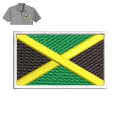 Jamaica flag Embroidery logo for Polo shirt.