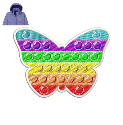 Pop-it Butterfly Embroidery logo for Jacket.