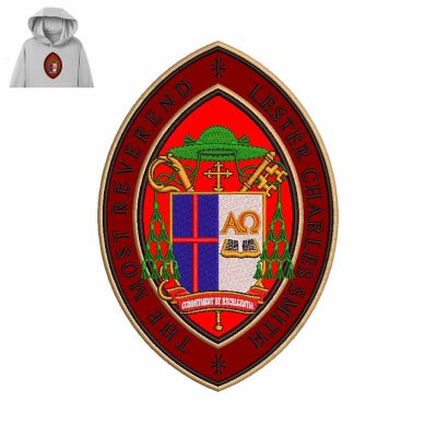 The Most Reverend Bishop Embroidery logo for Hoodie.