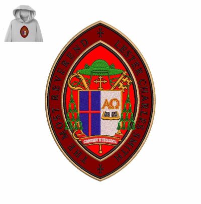 The Most Reverend Bishop Embroidery logo for Hoodie.