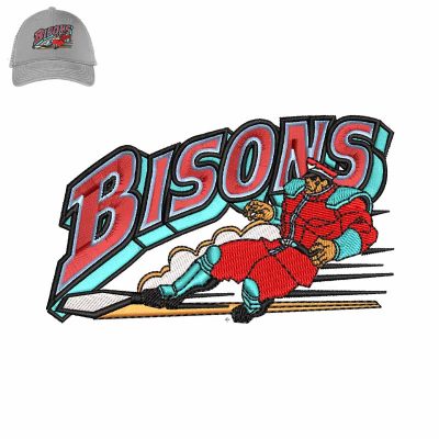 M. Bisons alpha Embroidery logo for cap.