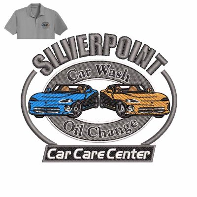 Silver Point car care Embroidery logo for Polo shirt.