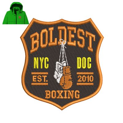 Boldest Boxing Embroidery logo for Jacket.