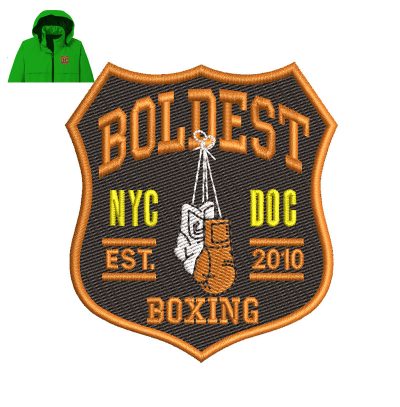 Boldest Boxing Embroidery logo for Jacket.