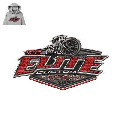 Elite Custom Motorcycles and Audio Embroidery logo for Hoodie.