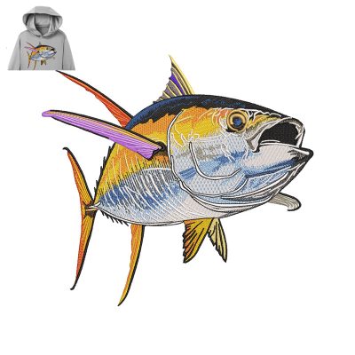 Yellowfin Tuna Fish Embroidery logo for Hoodie.