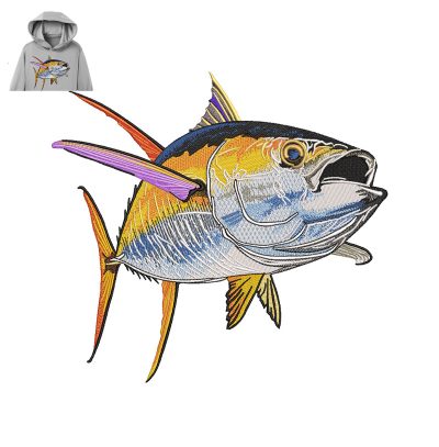 Yellowfin Tuna Fish Embroidery logo for Hoodie.