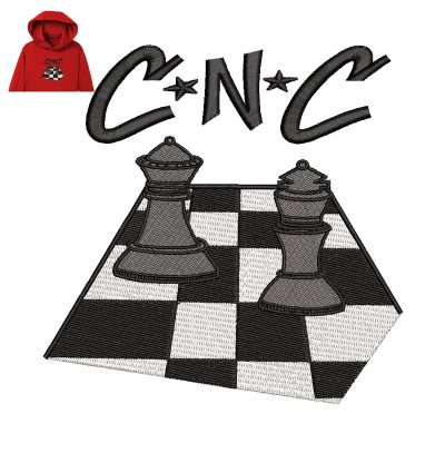 Chess Board Embroidery logo for Hoodie.