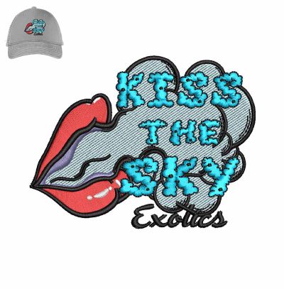 Kiss the sky exoltes embroidery logo for Cap.