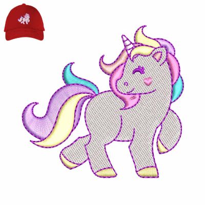 Unicorn Walking Embroidery logo for Cap.